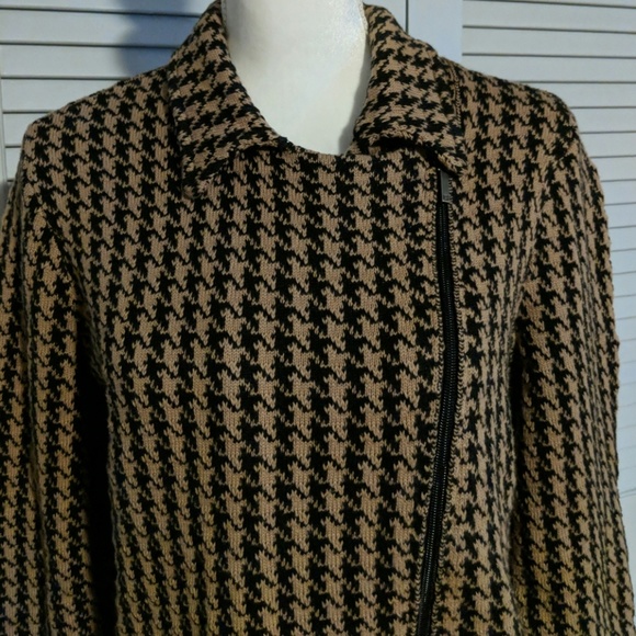 Chaps Sweater Like Houndstooth Print Jacket - Picture 2 of 3